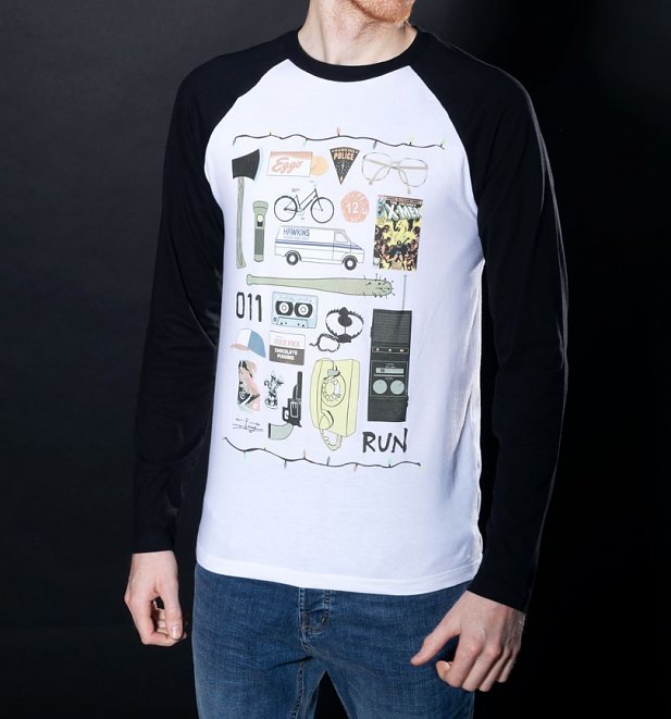 Stranger Things Inspired Icons Organic Baseball T-Shirt Stranger Things Inspired Icons Organic Baseball T-Shirt