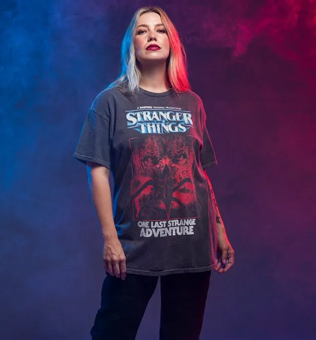Stranger Things One Last Strange Adventure Vintage Wash Charcoal T-Shirt