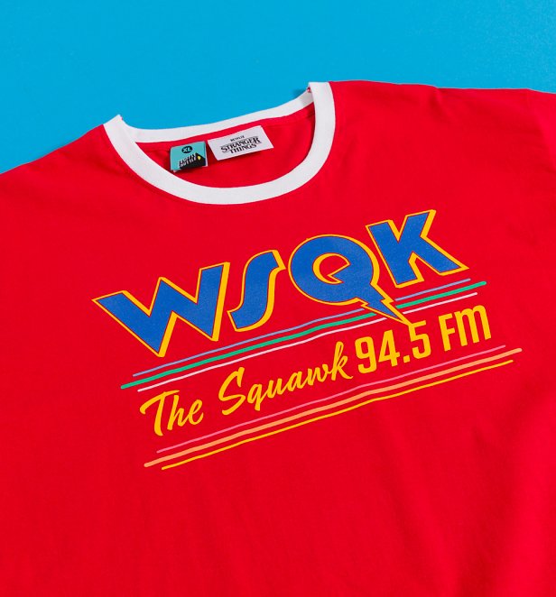 Stranger Things WSQK Logo Red Ringer T-Shirt