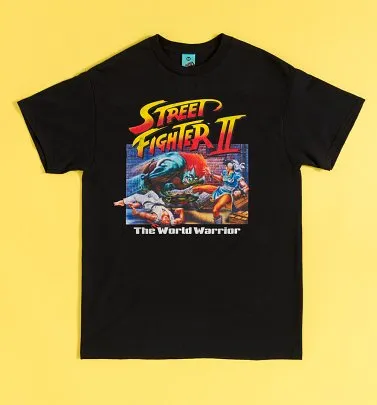 Street Fighter II Classic Cover Black T-Shirt