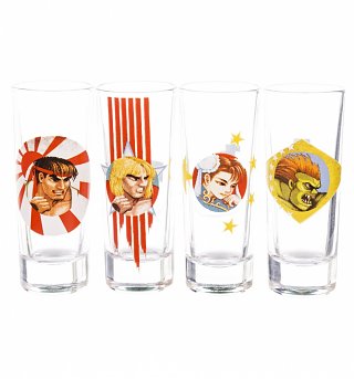Street Fighter Set Of 4 Mini Glasses Street Fighter Set Of 4 Mini Glasses