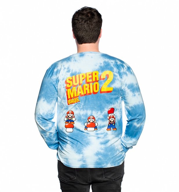 Super Mario Bros. 2 Long Sleeve Tie Dye T-Shirt from Cakeworthy Super Mario Bros. 2 Long Sleeve Tie Dye T-Shirt from Cakeworthy