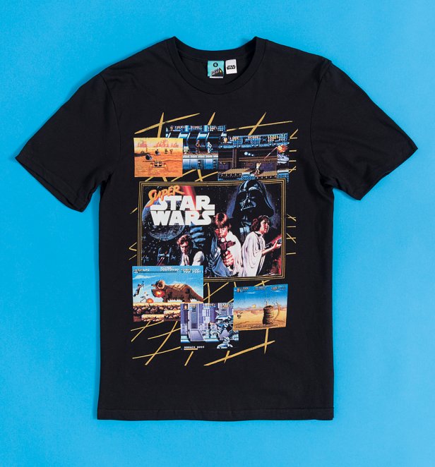 Super Star Wars Video Game Black T-Shirt Super Star Wars Video Game Black T-Shirt