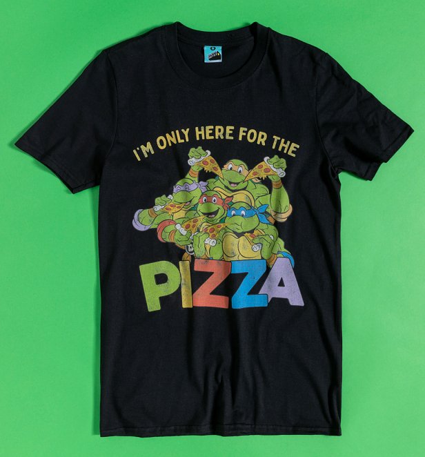 AWAITING APPROVAL PPS SENT 28/7 Teenage Mutant Ninja Turtles Only Here For The Pizza Black T-Shirt
