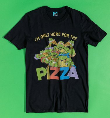 AWAITING APPROVAL PPS SENT 28/7 Teenage Mutant Ninja Turtles Only Here For The Pizza Black T-Shirt