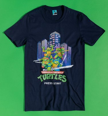 AWAITING APPROVAL PPS SENT 8/7 Teenage Mutant Ninja Turtles Pixel Gaming Navy T-Shirt