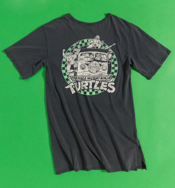 Teenage Mutant Ninja Turtles Van Back Print Charcoal Wash T-Shirt Dress