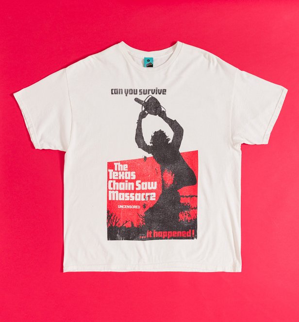 Texas Chainsaw Massacre VHS Cover Vintage Wash Natural T-Shirt Texas Chainsaw Massacre VHS Cover Vintage Wash Natural T-Shirt