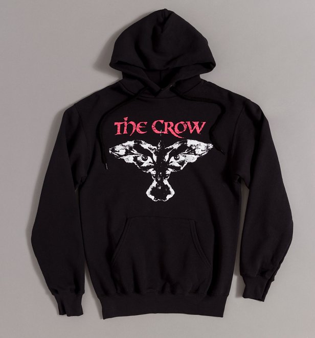 The Crow It Can't Rain All The Time Black Hoodie with Back Print
