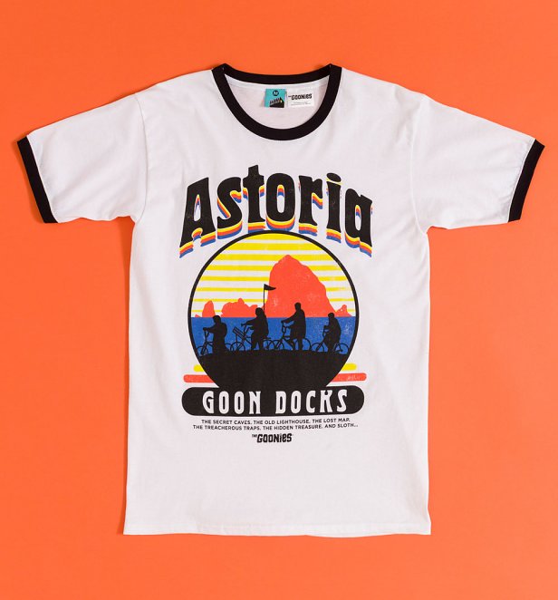 The Goonies Astoria Good Docks White And Black Ringer T-Shirt The Goonies Astoria Good Docks White And Black Ringer T-Shirt
