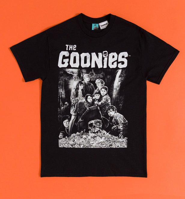 The Goonies Cast Names Black T-Shirt With Back Print