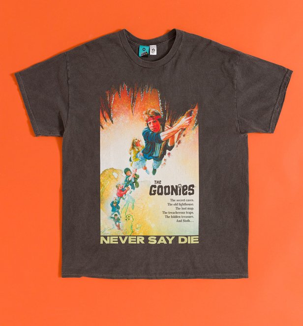 The Goonies Classic Movie Poster Vintage Wash Charcoal T-Shirt