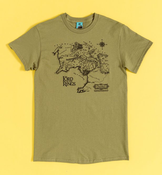 The Lord Of The Rings Middle Earth Map Sand T-Shirt The Lord Of The Rings Middle Earth Map Sand T-Shirt