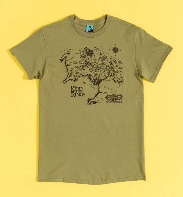 The Lord Of The Rings Middle Earth Map Light Khaki T-Shirt