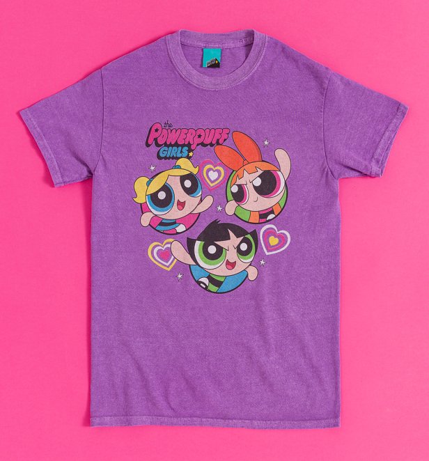 The Powerpuff Girls Team Up Vintage Wash Purple T-Shirt