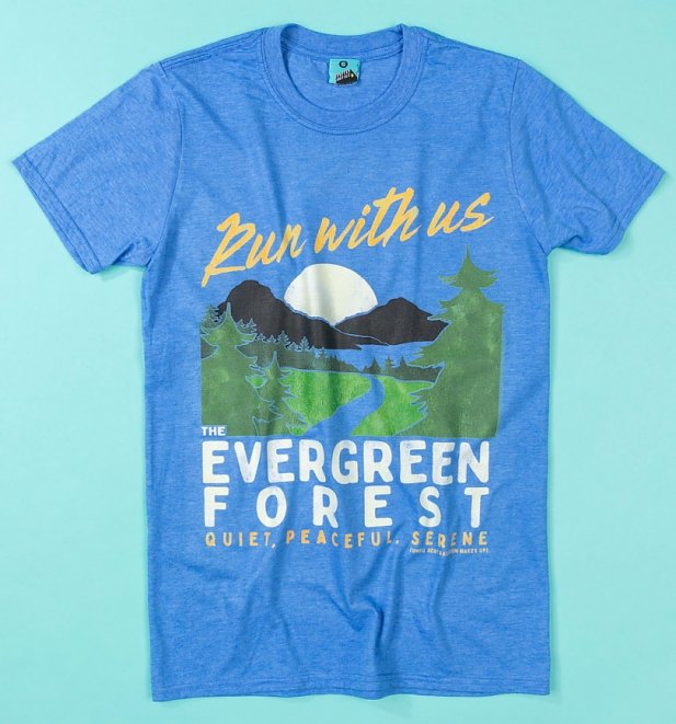 The Raccoons Evergreen Forest Blue Marl T-Shirt