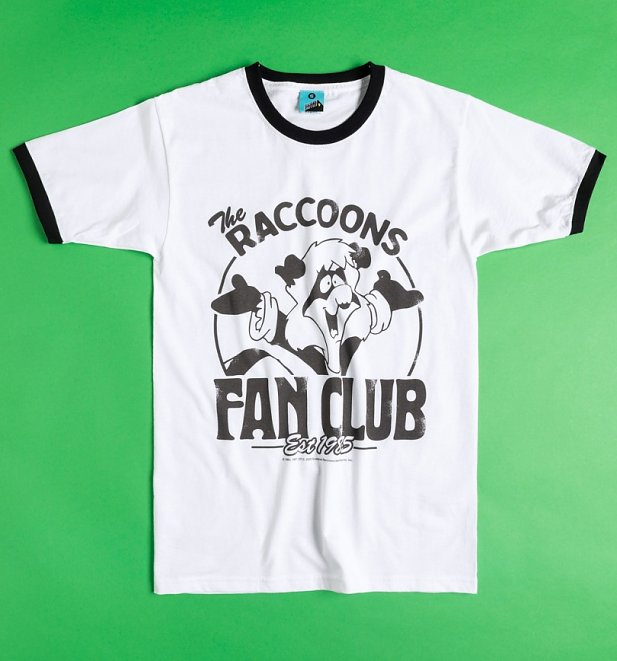 The Raccoons Fan Club White And Black Ringer T-Shirt The Raccoons Fan Club White And Black Ringer T-Shirt