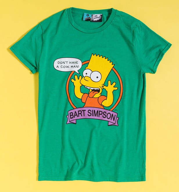 The Simpsons Bart Simpson Don't Have a Cow Green T-Shirt