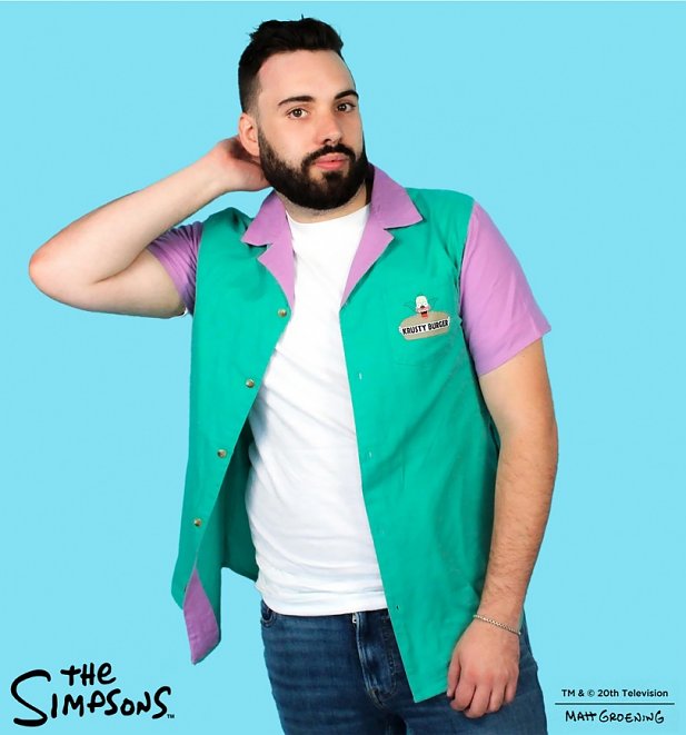 The Simpsons Krusty Burger Uniform Button Up Shirt from Cakeworthy
