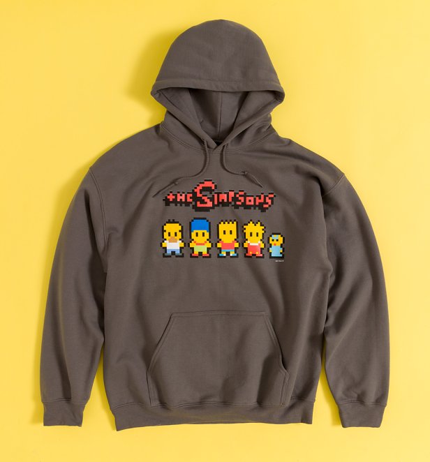 The Simpsons Pixel Artwork Charcoal Hoodie The Simpsons Pixel Artwork Charcoal Hoodie