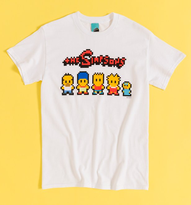 The Simpsons Pixel Artwork White T-Shirt The Simpsons Pixel Artwork White T-Shirt