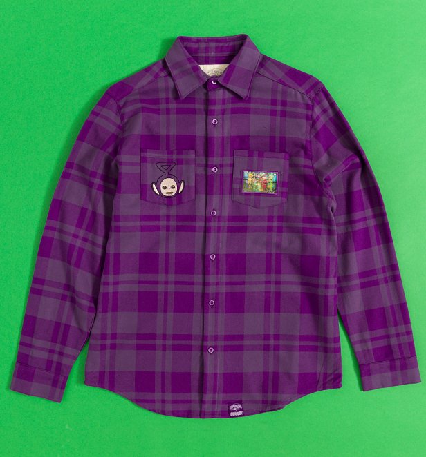 Teletubbies Tinky Winky Flannel Shirt from Cakeworthy Teletubbies Tinky Winky Flannel Shirt from Cakeworthy