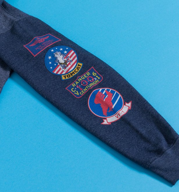 Top Gun Badges Navy Marl Zip Up Hoodie