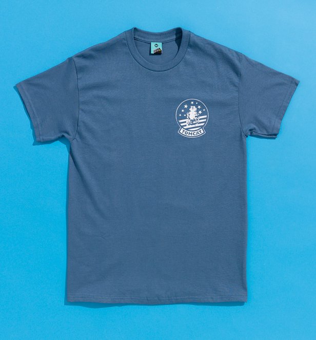 Top Gun Tomcat Blueprint Indigo Blue T-Shirt With Back Print