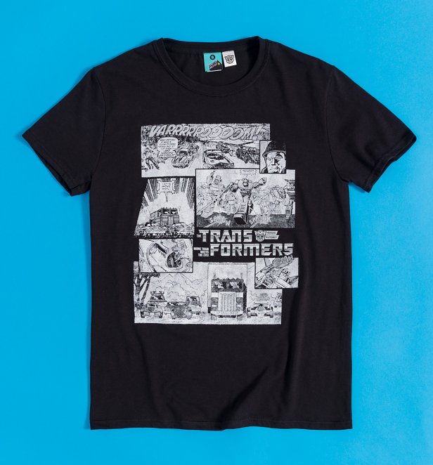 Transformers Comic Strip Black T-Shirt