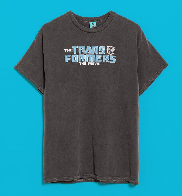 Transformers Sharkticons Strike Vintage Wash Charcoal T-Shirt With Back Print Transformers Sharkticons Strike Vintage Wash Charcoal T-Shirt With Back Print