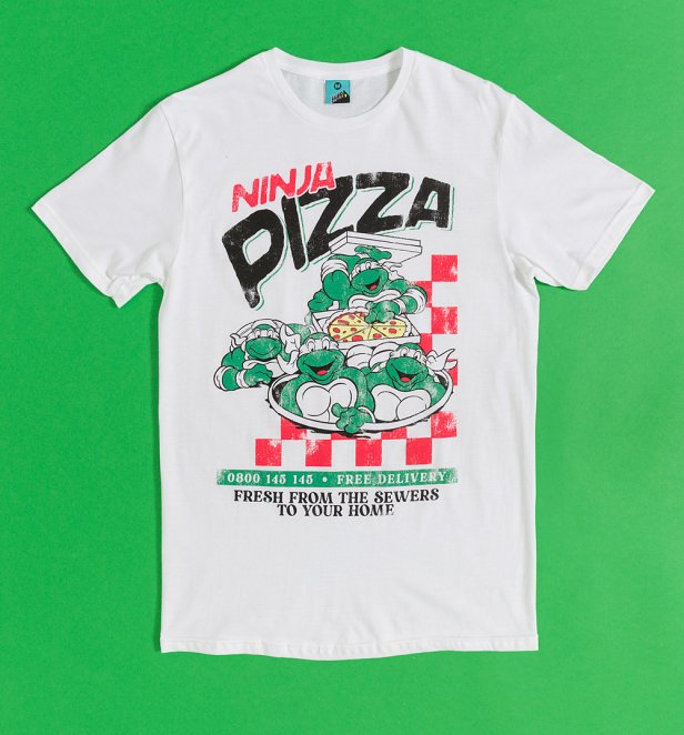 Teenage Mutant Ninja Turtles Pizza White T-Shirt Teenage Mutant Ninja Turtles Pizza White T-Shirt