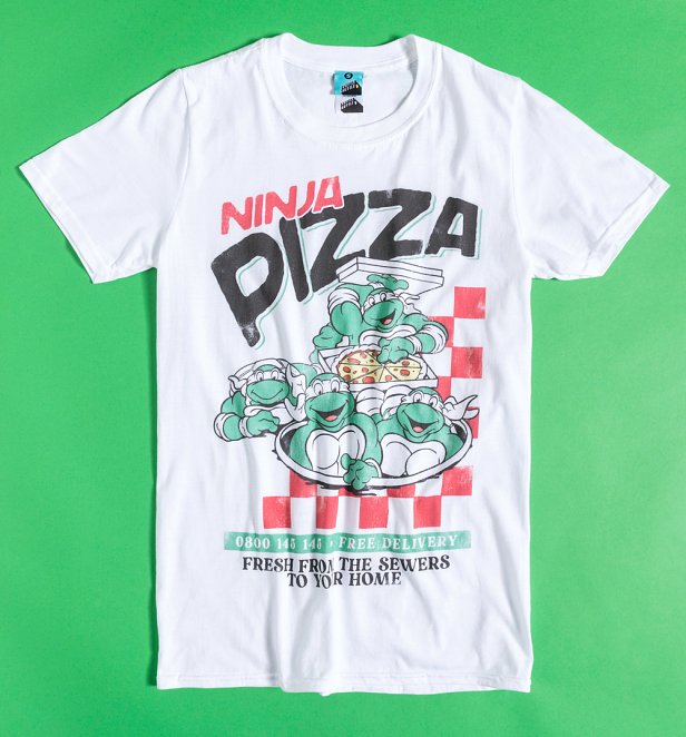 Teenage Mutant Ninja Turtles Pizza White T-Shirt