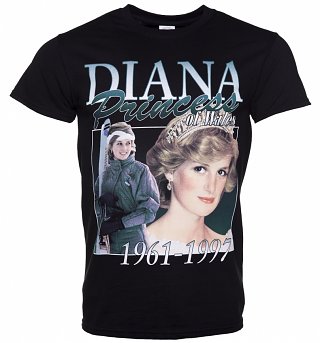 Black Princess Diana T-Shirt from Homage Tees Black Princess Diana T-Shirt from Homage Tees