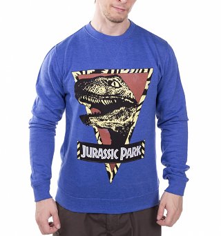 Jurassic Park Raptor Heather Blue Sweater Jurassic Park Raptor Heather Blue Sweater
