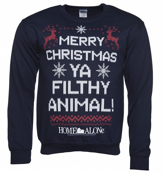 Navy Merry Christmas Ya Filthy Animal Home Alone Christmas Sweater