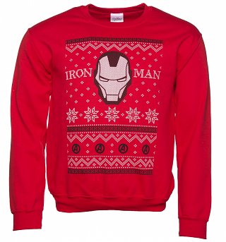 Unisex Red Marvel Comics Iron Man Fair Isle Christmas Sweater Unisex Red Marvel Comics Iron Man Fair Isle Christmas Sweater