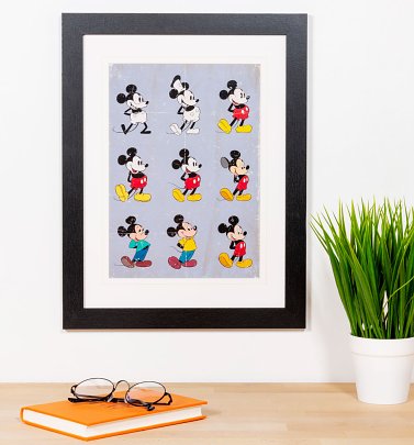 Vintage-Kunstdruck "Evolution" mit Rahmen 30 cm x 40 cm - Mickey Mouse