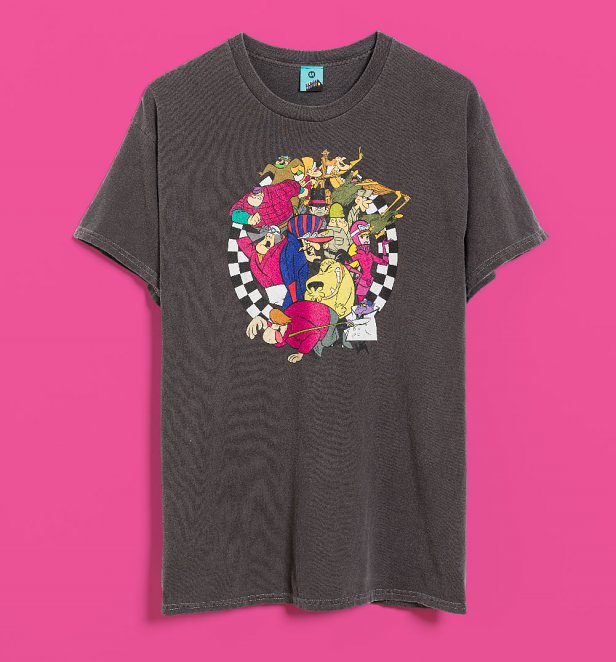Wacky Races Vintage Wash Charcoal T-Shirt With Back Print