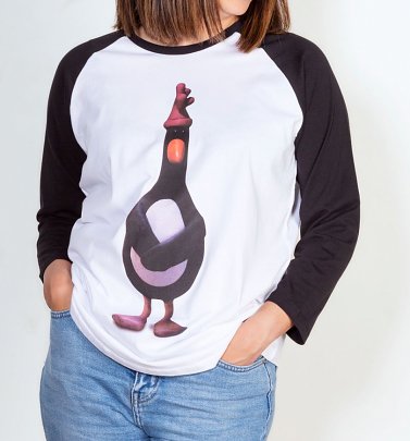 Wallace And Gromit Feathers McGraw Baseball T-Shirt Wallace And Gromit Feathers McGraw Baseball T-Shirt