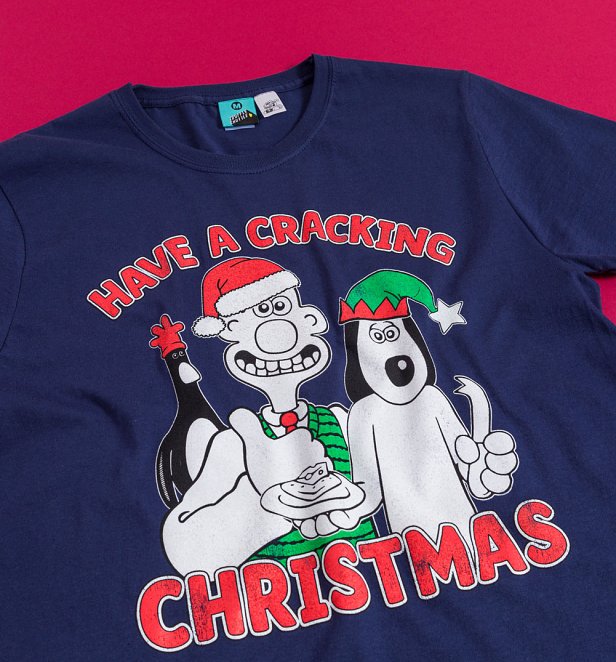 Wallace And Gromit Have A Cracking Christmas Navy TShirt