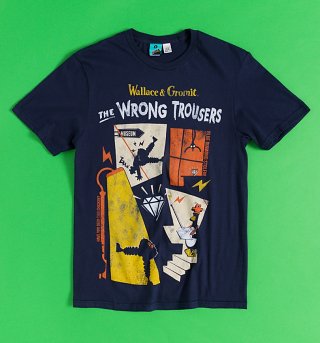 Wallace And Gromit The Wrong Trousers Diamond Heist Navy T-Shirt