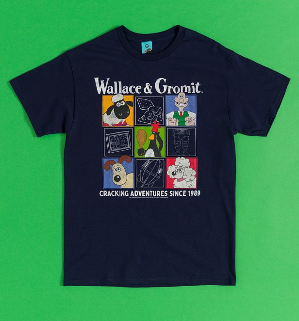 Wallace & Gromit Cracking Adventures Navy T-Shirt