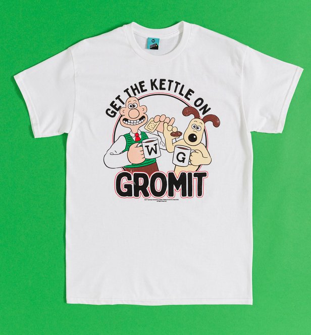 Wallace & Gromit Get The Kettle On White T-Shirt