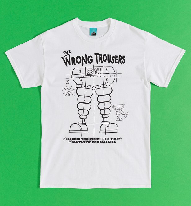 Wallace and Gromit The Wrong Trousers Blueprint White T-Shirt Wallace and Gromit The Wrong Trousers Blueprint White T-Shirt