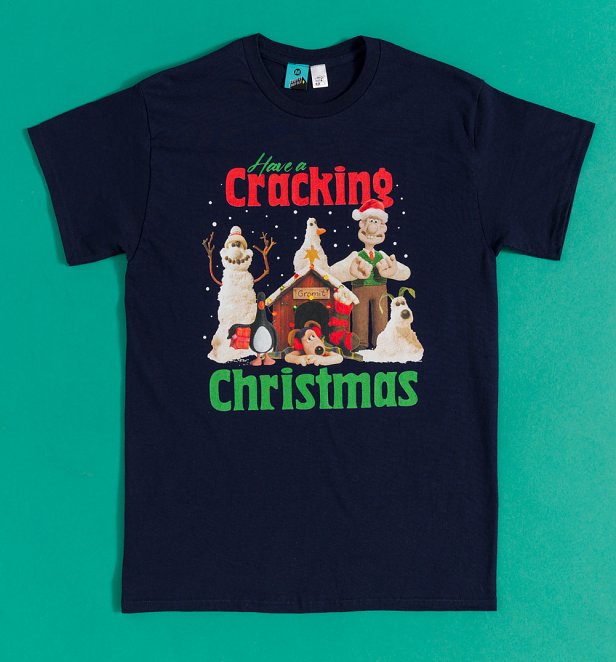Wallace and Gromit Cracking Christmas Navy T-Shirt