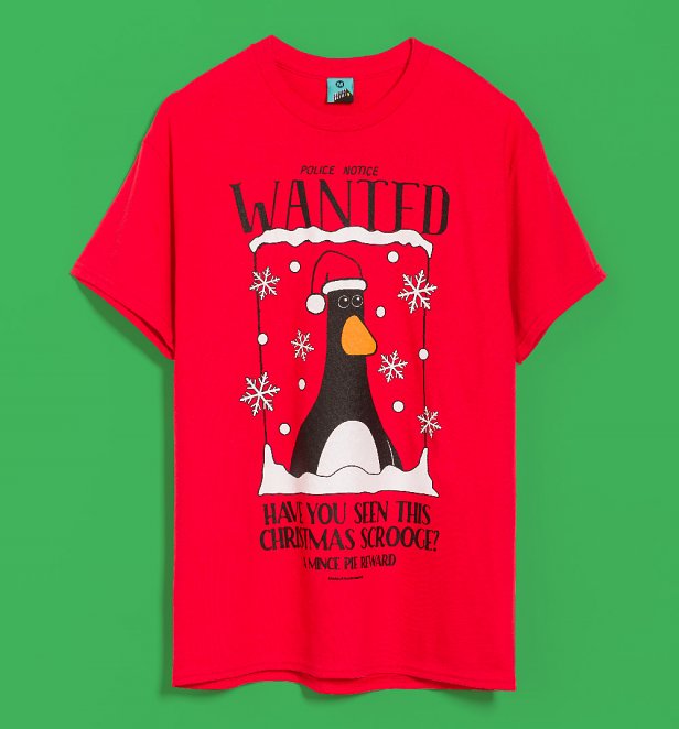 Wallace and Gromit Feathers McGraw Christmas Scrooge Red T-Shirt Wallace and Gromit Feathers McGraw Christmas Scrooge Red T-Shirt