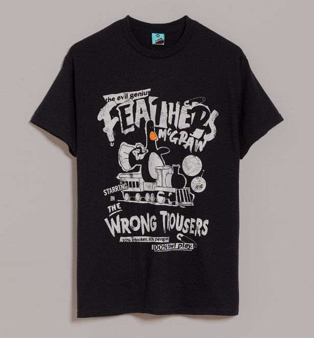 Wallace & Gromit Punk Feathers McGraw Black T-Shirt Wallace & Gromit Punk Feathers McGraw Black T-Shirt