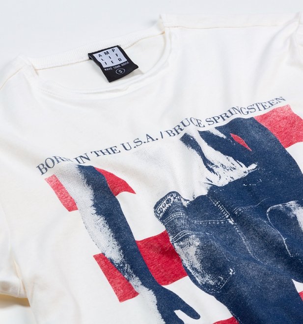 White Bruce Springsteen Born In The USA T-Shirt from Amplified