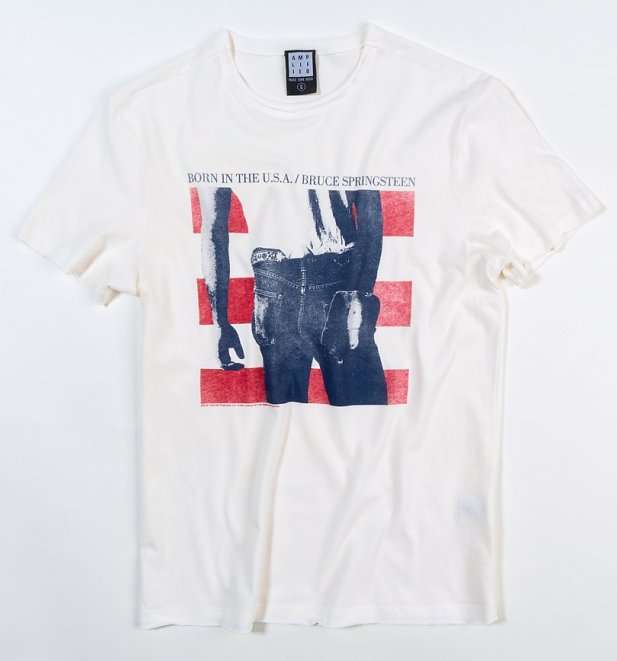 White Bruce Springsteen Born In The USA T-Shirt from Amplified