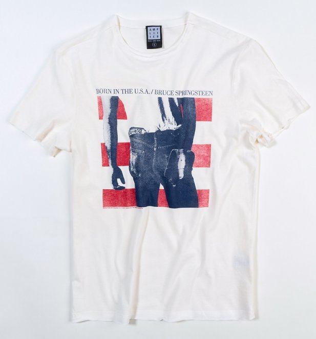 White Bruce Springsteen Born In The USA T-Shirt from Amplified White Bruce Springsteen Born In The USA T-Shirt from Amplified